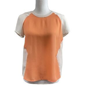 Mossimo Women's S Peach Short Sleeve Blouse with Peephole Back Small